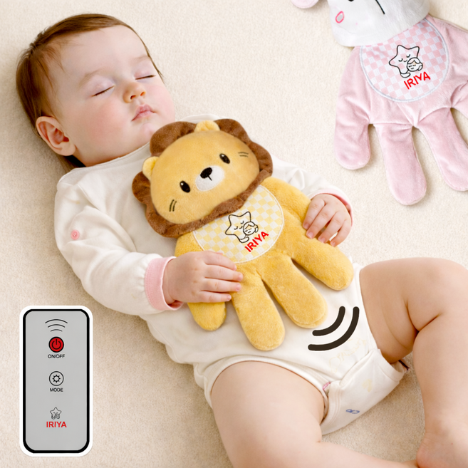 이리야 아기 재우는 자동 토닥토닥 신생아 수면 애착 봉제 토닥인형, 라이언, 1개, 무음, 일반포장