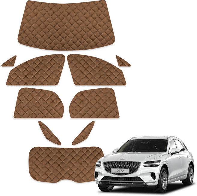 루젠 제네시스 GV70 차박커튼 캠핑 암막 햇빛가리개, 1세트, 카멜