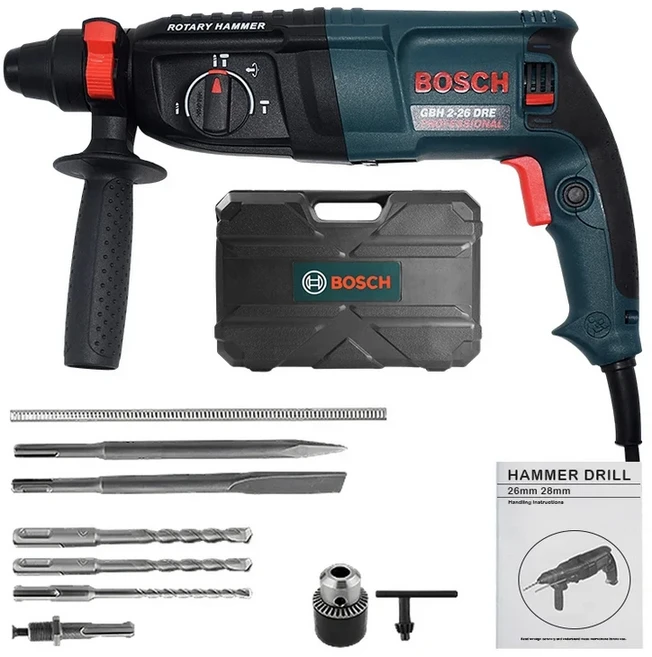Bosch GBH2-28 전문 철거 해머 800W SDS-Plus 중부하 건설 및 수리용 유선 디자인, 01 EU, 01 GBH2-28Dset