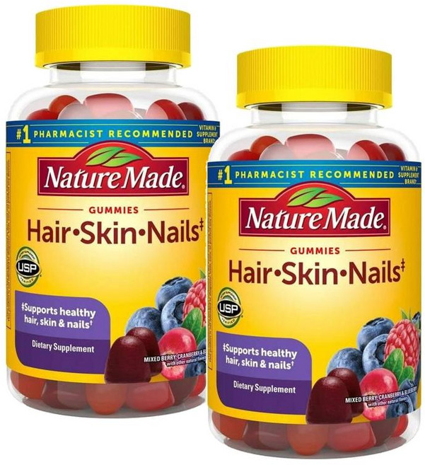네이처메이드 헤어 스킨 네일 비오틴 구미 젤리 Nature Made Hair Skin and Nails, 2개, 90정