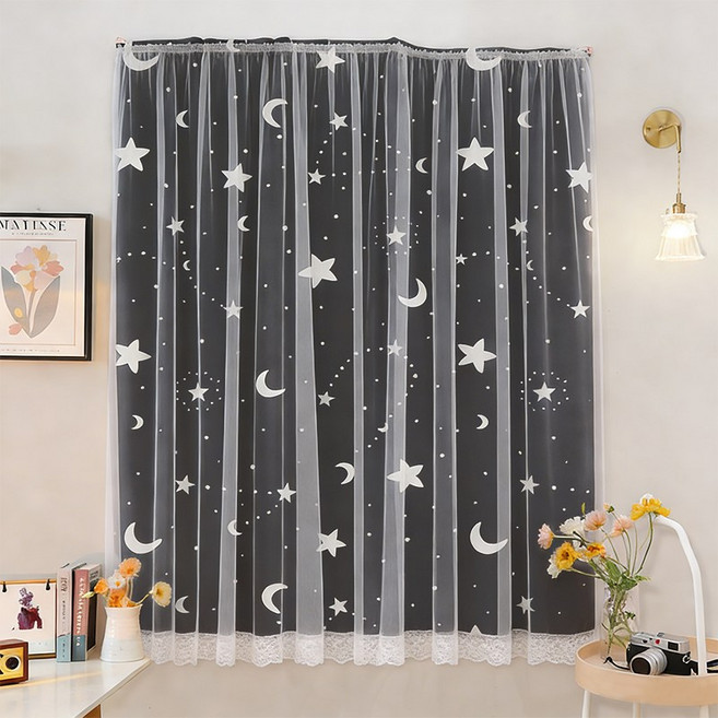 YYT 이중 망사 벨크로 커튼 사계절 쉽게 설치 단열커튼