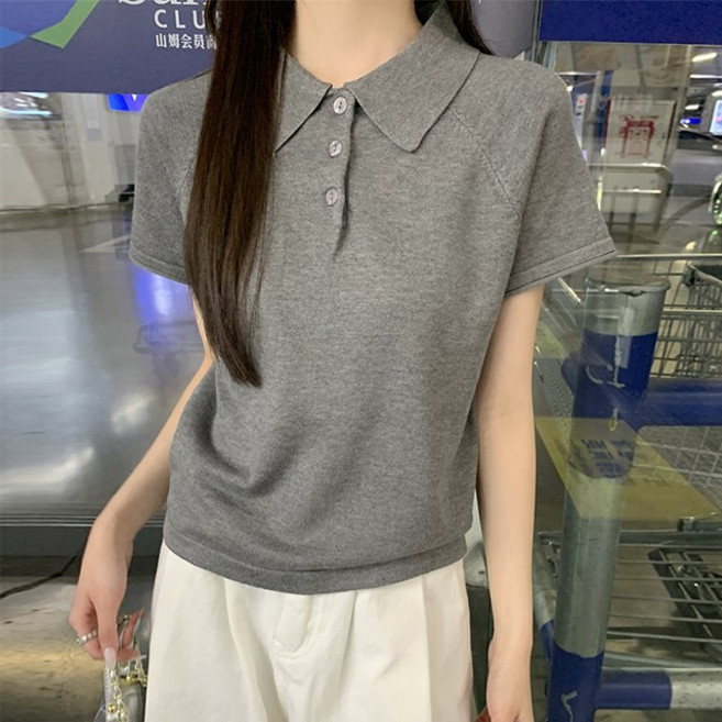 제이로그 카라 반팔 니트 티셔츠 포트카라NT