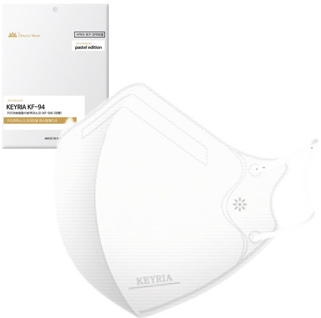 키리아 KF94 새부리형 국산 황사 마스크 슬림 대형, 화이트, 10개, 10매입