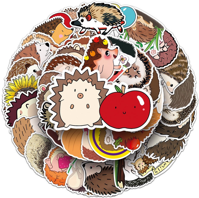 귀여운 동물스티커 리무버블 폰꾸 다꾸 인스 도무송 캐리어 데코, 고슴도치