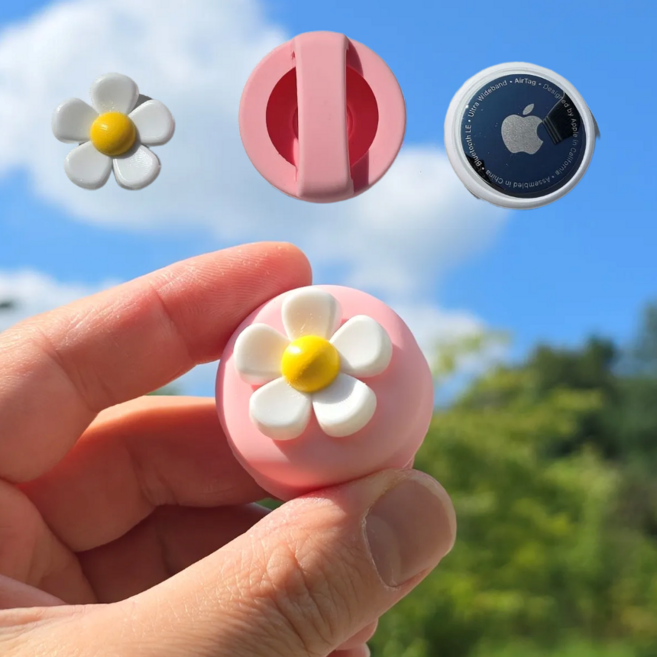 애플 에어태그 화이트 데이지 통과형 보호케이스, 화이트데이지