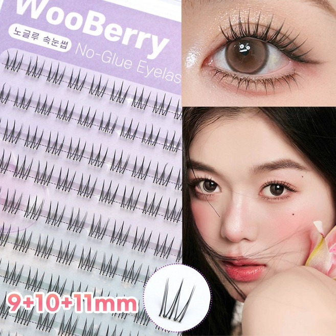 우베리 노글루 가닥속눈썹 또렷한 데일리 아이돌 속눈썹 풀 필요없는 속눈썹 투명라인 대용량 120모, L-07, 1개