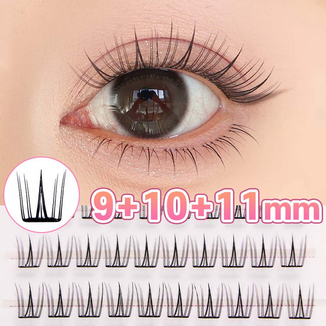 빈메이 노글루 속눈썹 가닥 포인트 속눈썹 9+10+11mm 풀이 필요없는 아이래쉬 60pcs, 1개, 샤인
