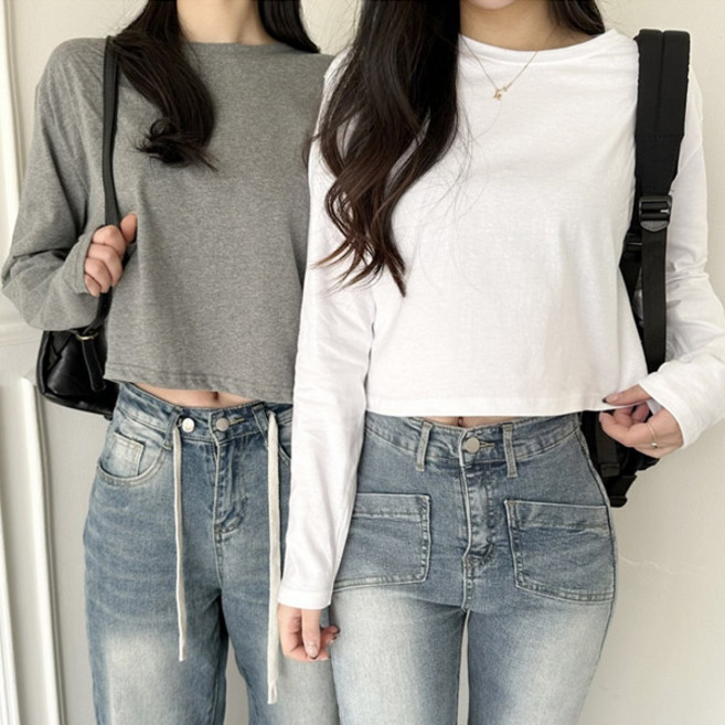 11컬러!봄/간절기티셔츠 20수세미크롭긴팔티JCT 국내제작 탄탄한면에 청바지에 티하나로 코디완성