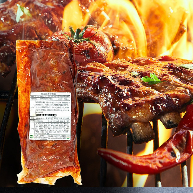 (케이쿡)바비큐 폭립 알뜰형 매운맛, 2개, 500g