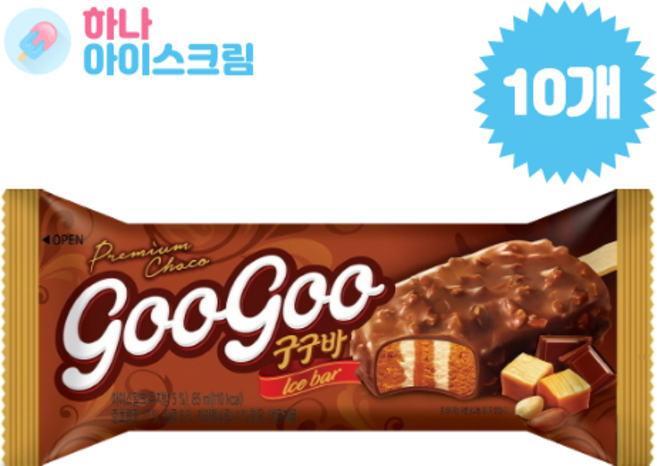 롯데푸드 구구바 아이스크림, 10개, 85ml