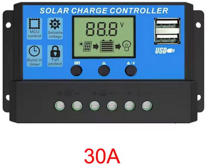 12V/24V 10A 30A 디스플레이 컨트롤러 LCD 태양광 충전 머 가능한 조절 MPPT PWM
