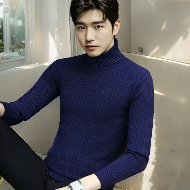 남자얇은니트 남자 목폴라 터틀넥 니트 꽈배기 케이블 정장니트