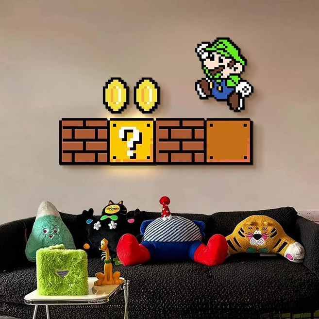RON 우리아이 방 꾸미기 슈퍼마리오 캐릭터 벽장식 액자 침실 머리맡 인테리어 소품, B형, 소형 사이즈