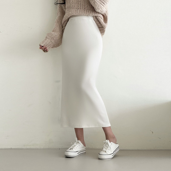 스트릿제이 니트 밴딩 롱 스커트 h라인 치마