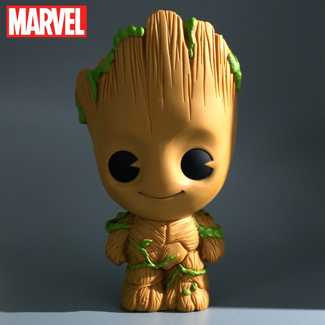마블 어벤져스 그루트 피규어 저금통 PVC 25cm 정품, 1개, 갈색