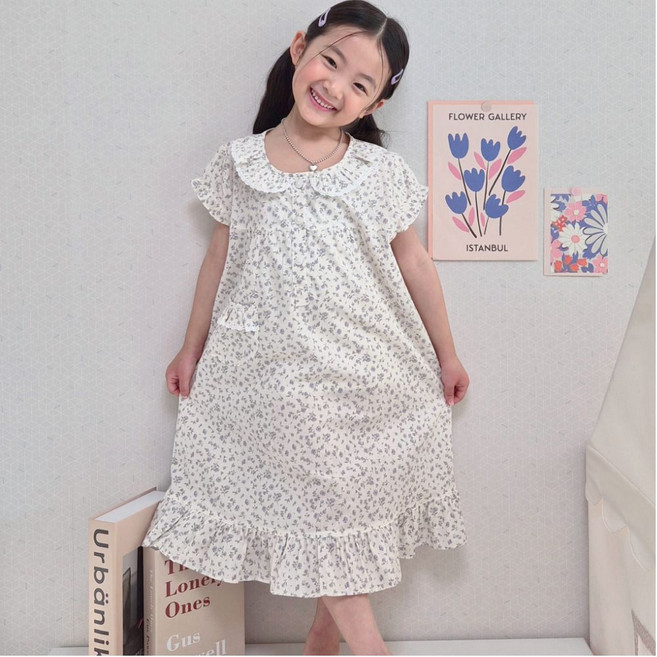 국산 데이지 원피스 아동 잠옷 순면 공주 여아 유아 어린이 초등 학생 파자마 선물 홈웨어