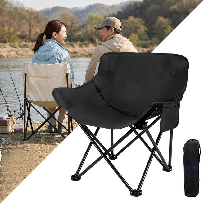 접이식 캠핑 의자 초경량 휴대용 낚시 의자 야외 폴딩 체어 컵홀더 수납가방 포함, 1개, 블랙