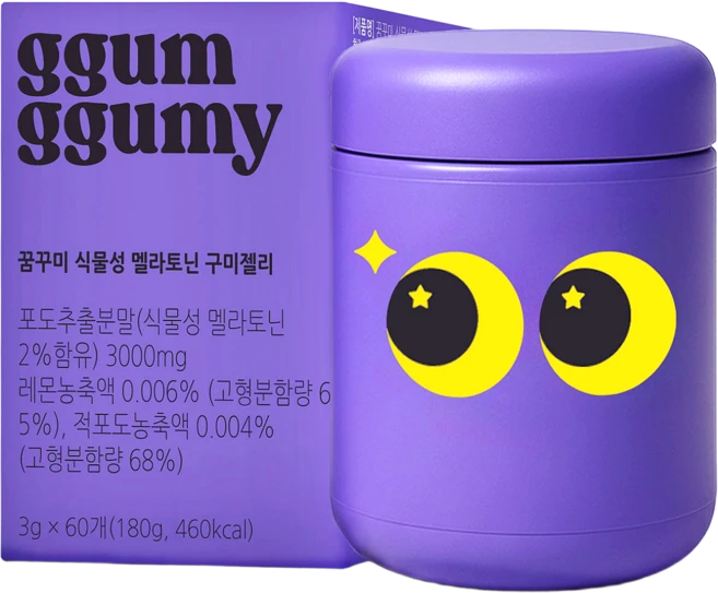 꿈꾸미 무설탕 식물성 멜라토닌 구미 젤리, 1박스, 60정 - 쿠팡