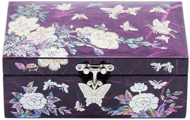 따숨 미니 자개보석함 자개함 나전칠기 외국인선물, 포함, 1개, 1-3.꽃나비 보라