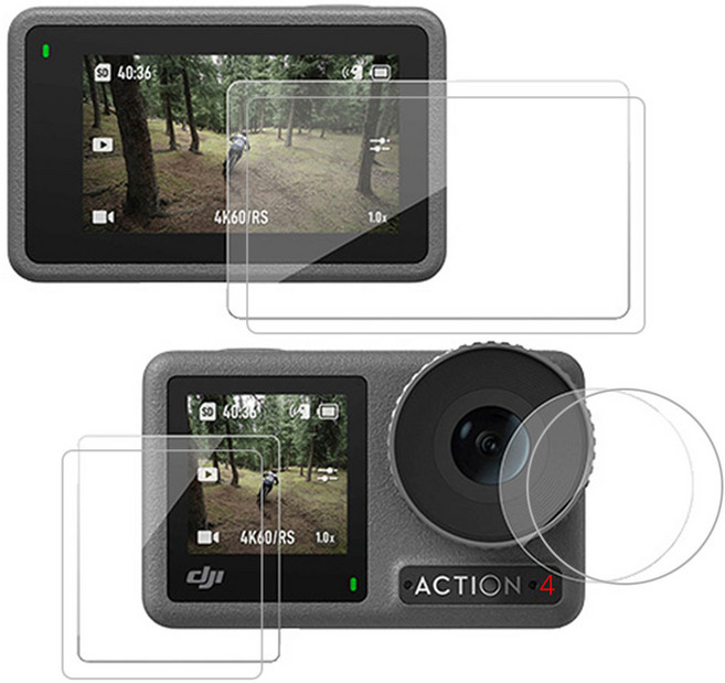 오즈모 액션 4 3 필름 강화유리 액정 보호 3종 2세트