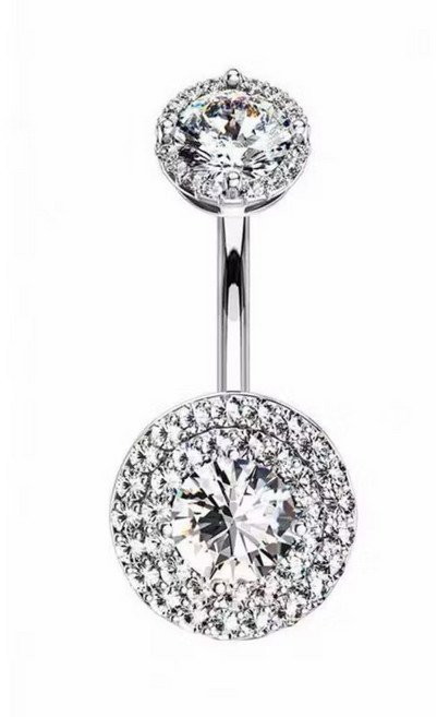 圓舞光芒 鋯石肚臍環 醫用不鏽鋼材質, 1個, 16mm