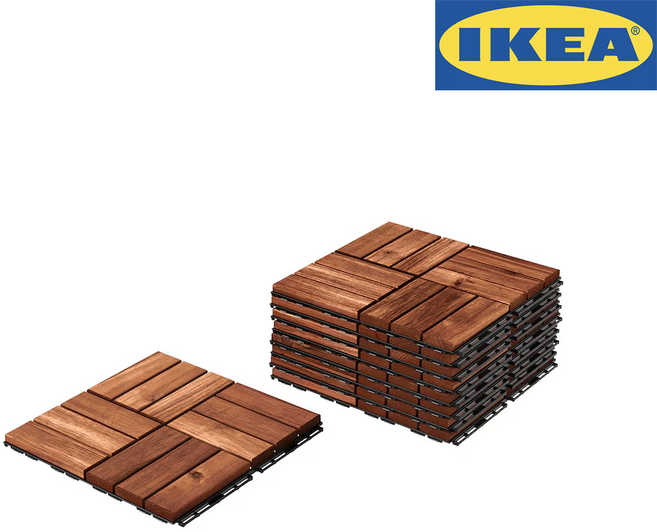 이케아 룬넨 바닥재 데코타일 조립마루, 브라운스테인(원목), 9개