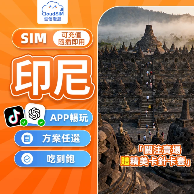 雲信漫遊 印尼網卡 實體卡 5G 4G 高速吃到飽, 1張, 印尼30天15GB總量