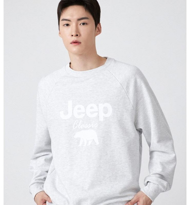 Jeep 곰 라글란 맨투맨 티셔츠 남녀공용 긴팔티