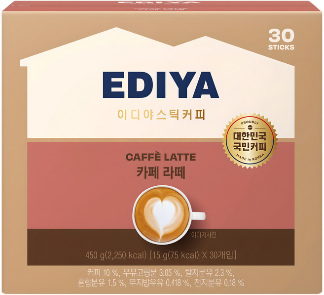 이디야 카페 라떼, 30개입, 1개, 15g