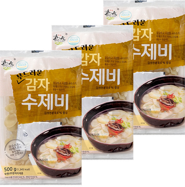 송학 감자 수제비 500g 3개 국수스프 야채스프 동봉, 1.5kg, 1개