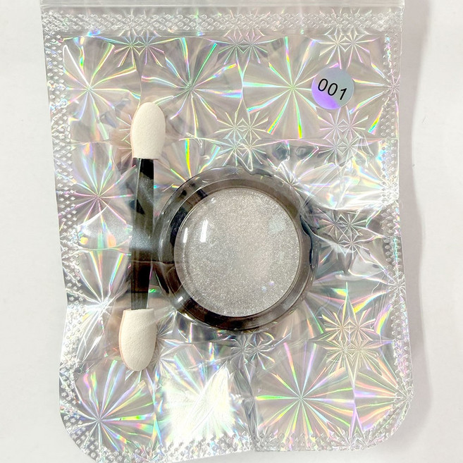 실버 메탈 미러 네일 광채 파우더, 1개, 미러파우더-실버
