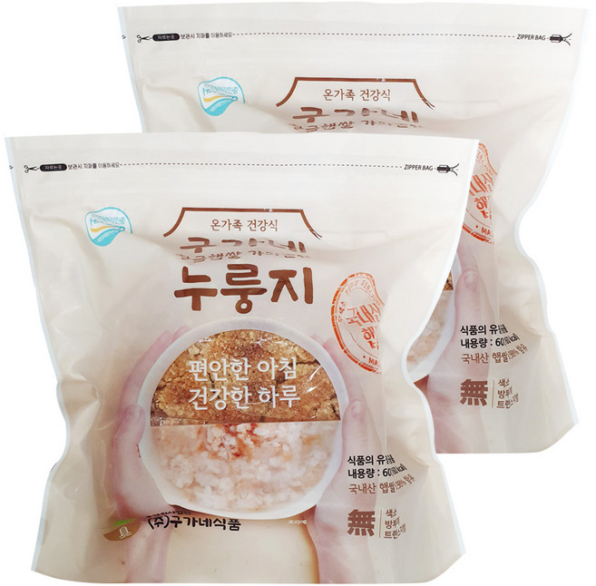 구가네식품 황금햅쌀 가마솥맛 누룽지 600g, 2개