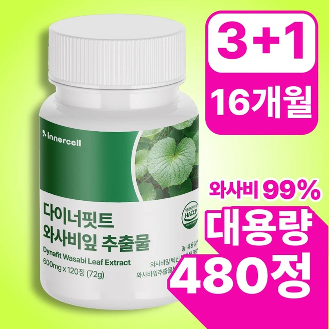 다이너핏트 와사비잎 추출물100% 정품 식약청인증, 4개, 120정 - 쿠팡