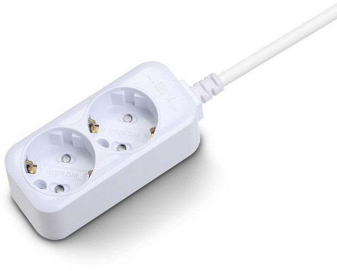 오케이컴퍼니 현대일렉트릭 멀티탭 국산 안전 접지 개별 멀티콘센트, 1개, HM10-22 10A 접지 2구, 2m