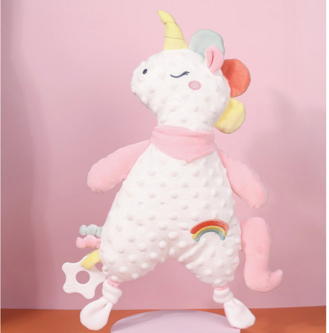 Baby Studio 嬰兒安撫玩偶安撫巾 0-3歲寶寶可入口啃咬陪睡毛絨, 1個, 飛馬