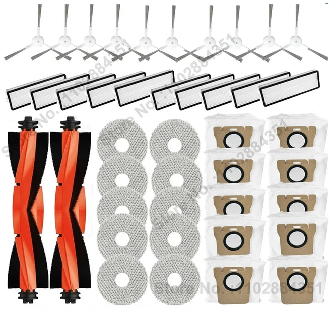 쿠쿠스토어 Xiaomi 로봇 진공 X20 + / Pl 교체 부품 액세서리와 호환 메인 사이드 브러시 Hepa 필터 천 먼, 05 42PCS SET