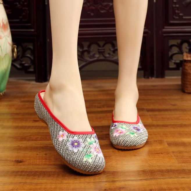 여성 한복 꽃 신발 혼례 폐백 전통 꽃신 선물 할머니슬리퍼 얇은 블로퍼 샌들 발 편한 엄마
