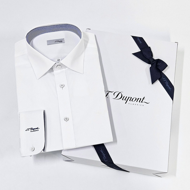 [백화점 정품] 에스티듀퐁 남성 드레스셔츠 화이트 일반핏 스판 정장 와이셔츠 긴팔 (선물포장)