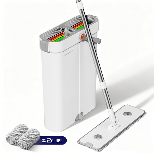 조이보스 노터치 탈수 세척통+멀티 4 in 1 밀대걸레+극세사 패드 2p, 1세트