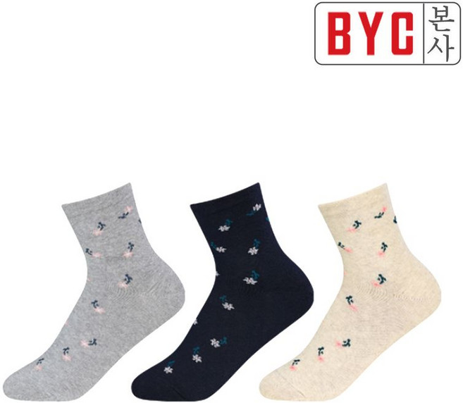 BYC 여 무압박 논슬립 중목양말 10매단위 SWS3610