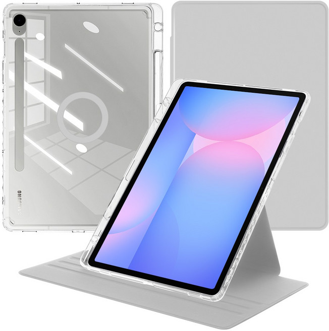 DANYCASE 아크릴 회전 자성 흡착 분리 가능가능 태블릿 커버 삼성 갤럭시 탭 케이스, 1개, 회색