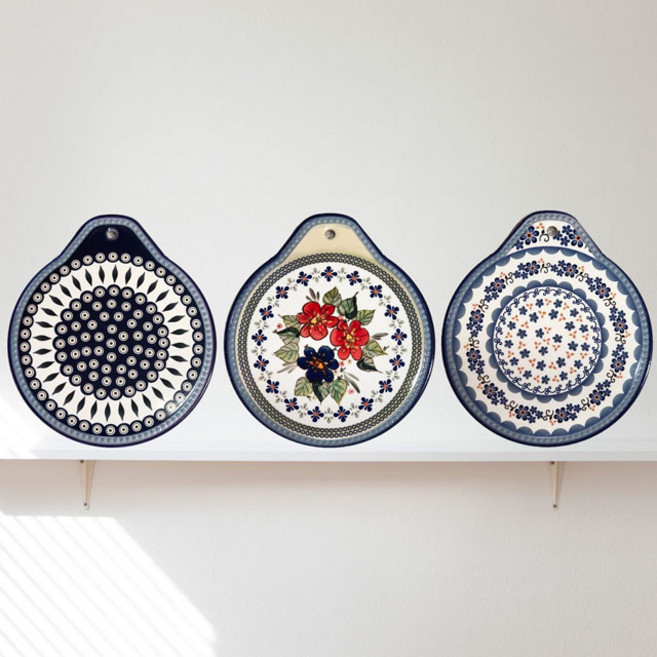 북유럽 노르딕 냄비받침 원형 3Type 도자기 그래픽 주방 인테리어 소품 디자인 아이디어 상품, A.청꽃무늬, 1개