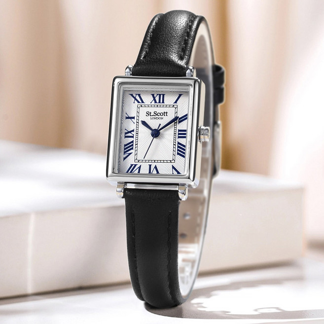 세인트스코트 ST5502 클래식 남여 커플 가벼운 사각 가죽 시계
