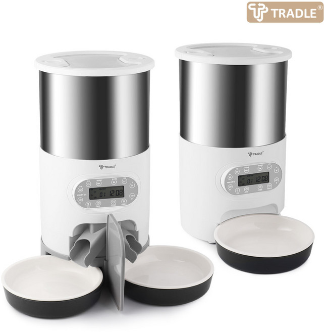 트래들 강아지 고양이 사료 자동 급식기, 1구용 급식기 (한마리용), 1개