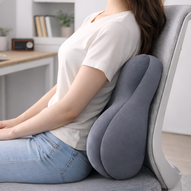 라피레인 허리쿠션 차량용허리쿠션 메모리폼등받이쿠션, 그레이