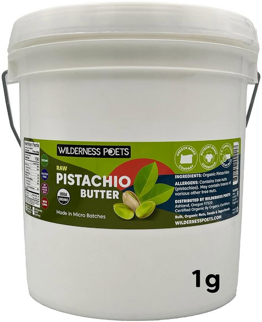 야생의 시인 피스타치오 버터 - 생 100% 유리 병(8온스) 카타이피 또는 고소한 크리에이션으로 두바이 초콜릿 바 디저트에 적합 캘리포니아에서 재배한 무설탕