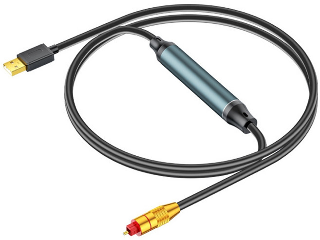 USB에서 광 사운드 어댑터 사운드 컨버터 케이블 SPDIF 포트 연결 USB는 컴퓨터 노트북을위한 광섬유 광 사운드에 대한 USB, 1개