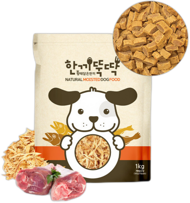안먹으면 무료반품한끼뚝딱 강아지 애견 습식 사료 황태와 양고기 +샘플증정, 닭, 1kg, 1개
