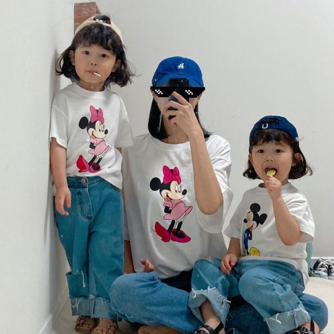 (패밀리)디즈니 미키 미니 가족티 반팔 티셔츠 여름 엄마 아빠 커플티 마일드문