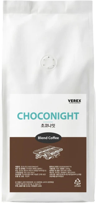 베렉스커피 초코나잇 산미없는 고소한 초코 블렌드 원두커피, 1개, 1kg, 홀빈(분쇄안함) - 쿠팡